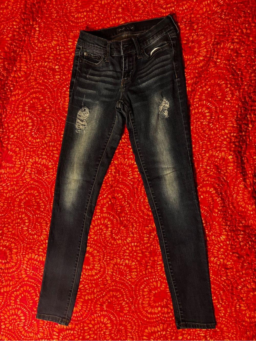 Aeropostale Dark Wash Distressed Jeggings - Black